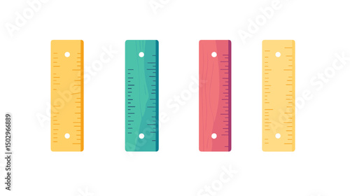 Colorful Rulers in Various Shades Arranged in a Flat Lay Style for Education and Design Use
