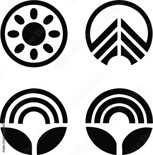 Monochrome weather uncertainty icon set illustrating diverse uk climate conditions