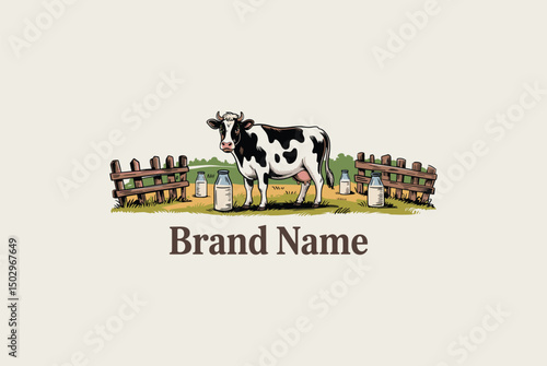 hand drawn dairy farm logo design 