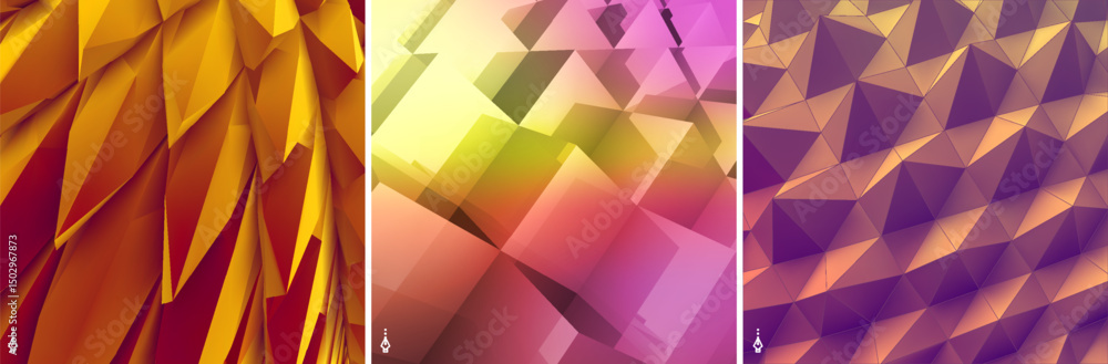 Obraz premium Abstract geometric polygonal background with cubes and spikes. 3d effect illustration in grey metallic tones. 3d vector illustration for cover, card, postcard, interior design, decor or print.