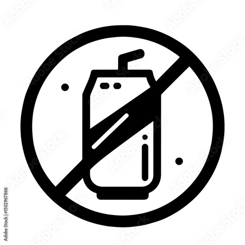 no soda icon, crossed soda can, outline icon, transparent background
