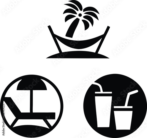 Pastel tone icon set of relaxing bank holiday scene silhouette vector design