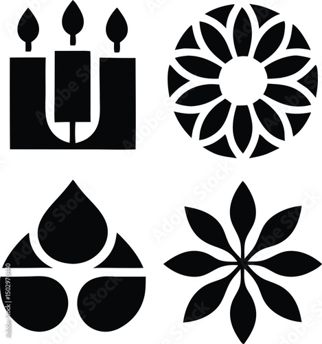 Silhouette collection of remembrance wreaths candles and flowers for memorials