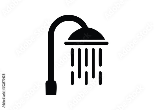 Simple black shower head illustration for bathroom or hygiene related design elements