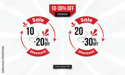 Rounded shape frame discount 10 to 30 percent off red with minimal background