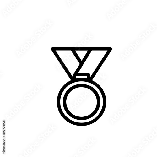 medal icon, achievement, flat outline vector, transparent background