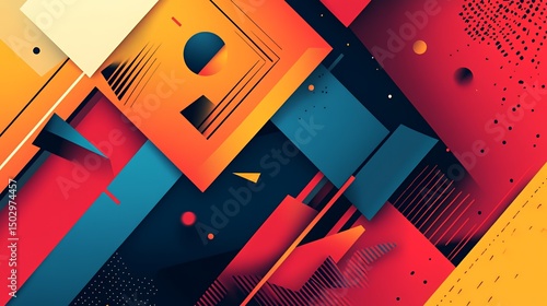 Abstract Geometric Design Featuring Bold Colors and Shapes