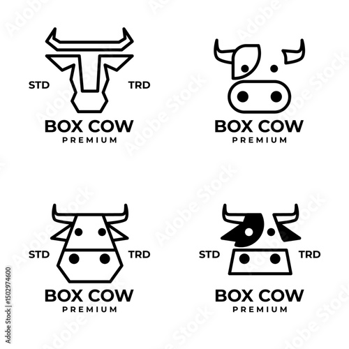 Box Cow Head logo icon design illustration