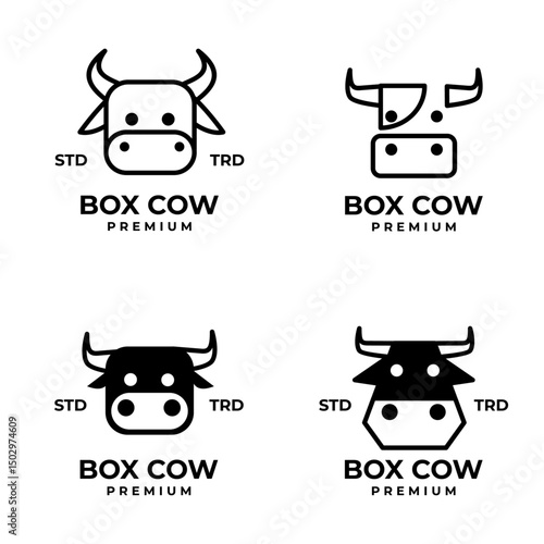 Box Cow Head logo icon design illustration