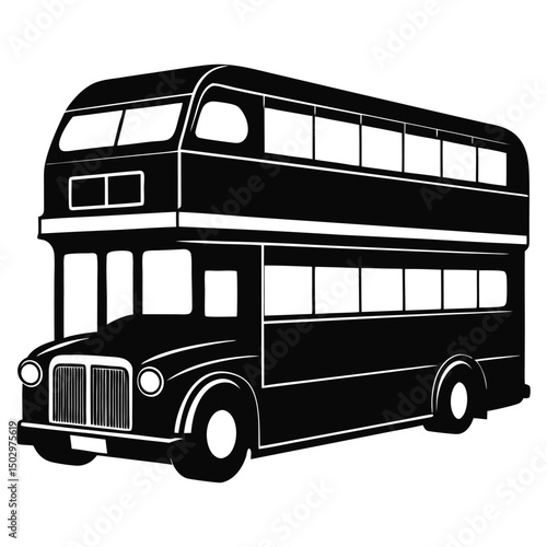 Classic vintage double decker bus silhouette