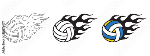 Volley ball icon symbol sign, line art, silhouette, vector illustration on white background