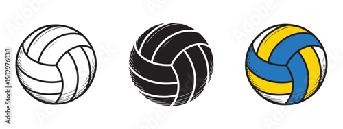 Volley ball icon symbol sign, line art, silhouette, vector illustration on white background