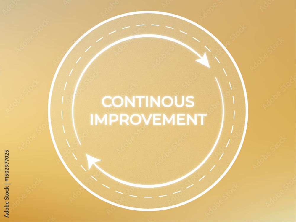Obraz premium Depiction of business optimization strategy, continuous improvement cycle with directional arrows on a soft gold gradient background to enhance performance and development