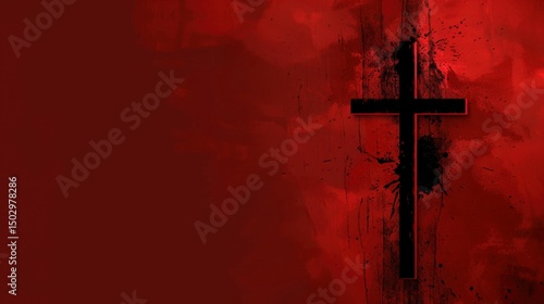 Redemptive Symbolism A Cross In Shadow And Crimson Hues