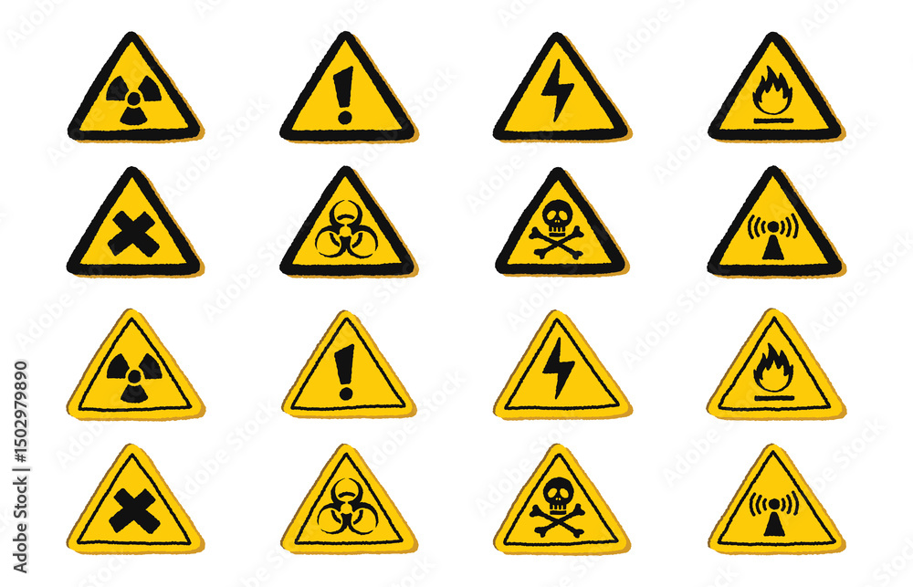Triangle Danger Signs Collection on a White background, vector illustration. Triangle Danger Signs Collection on a White background, vector illustration.