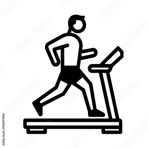 treadmill machine icon, gym tool, outline vector, transparent background
