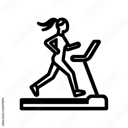 treadmill machine icon, gym tool, outline vector, transparent background