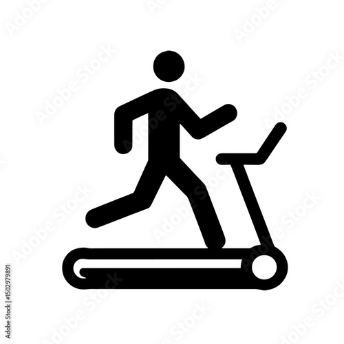 treadmill machine icon, gym tool, outline vector, transparent background