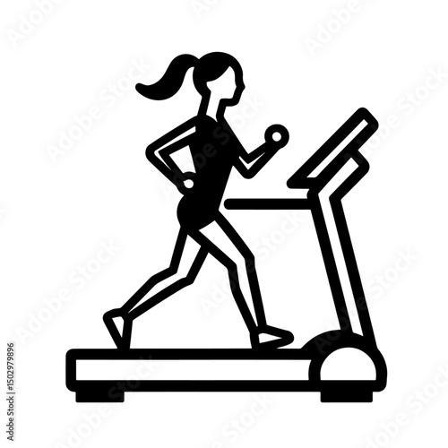 treadmill machine icon, gym tool, outline vector, transparent background