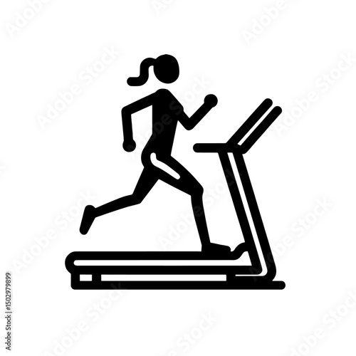 treadmill machine icon, gym tool, outline vector, transparent background