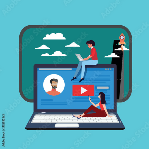 Laptop on screen with internet security concept