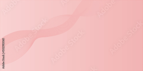 Pink abstract floral background with hearts and curved lines for wedding or valentine design