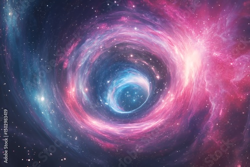 Cosmic Nebula Swirling Around A Galactic Vortex