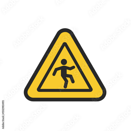 Warning sign icon indicating a slippery surface with falling figure  