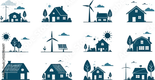 Create a kinds of alternative energy icon set Vector illustration color with white background.