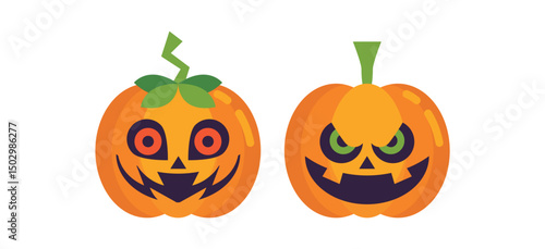 Vector Flat halloween pumpkins collection