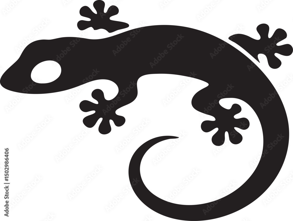 Fototapeta premium Stylized Gecko Icon – Abstract Lizard Design in Flat Black