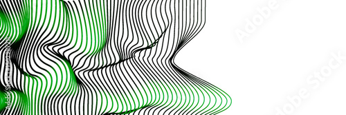 Abstract Gradient Green Lines Forming Organic Artistic Wave Patterns