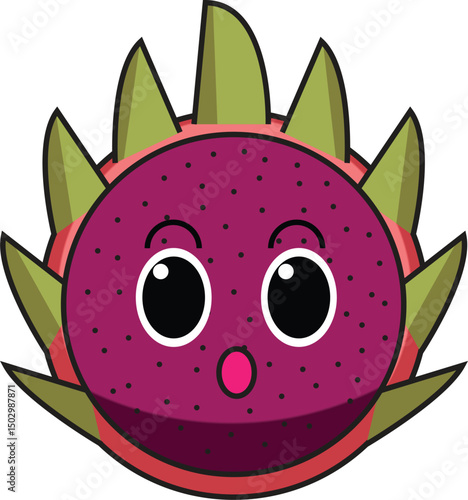 dragon fruit illustration expression suprised vector