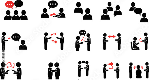 Create a kinds of talk icon set. Discussion. dispute symbol Vector illustration silhouette with white background.