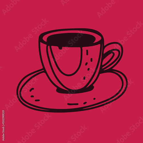 Coffee drawing, engraving, ink, line art, vector	
