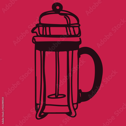Coffee drawing, engraving, ink, line art, vector	