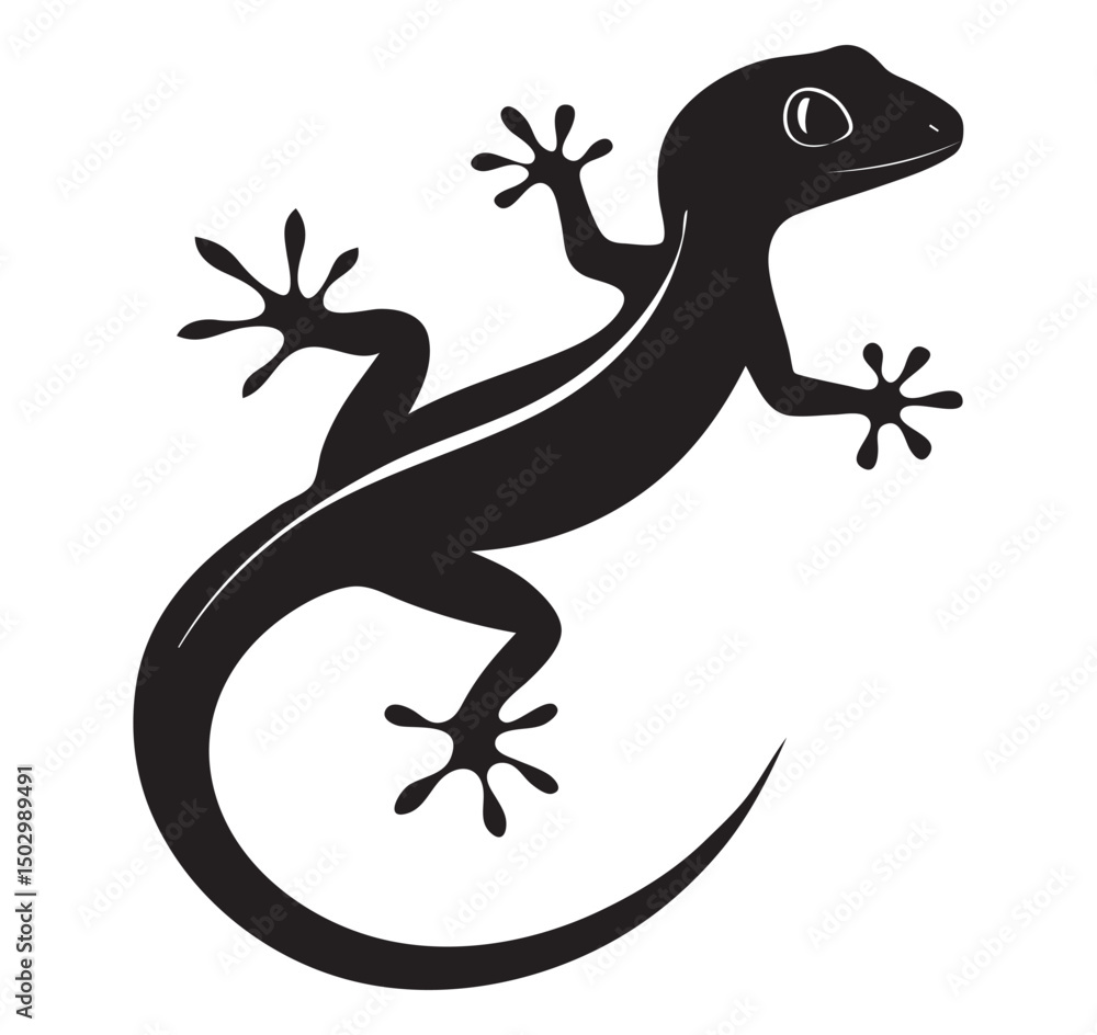 Naklejka premium Stylized Gecko Icon – Abstract Lizard Design in Flat Black