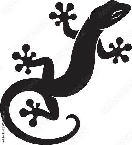 Stylized Gecko Icon – Abstract Lizard Design in Flat Black