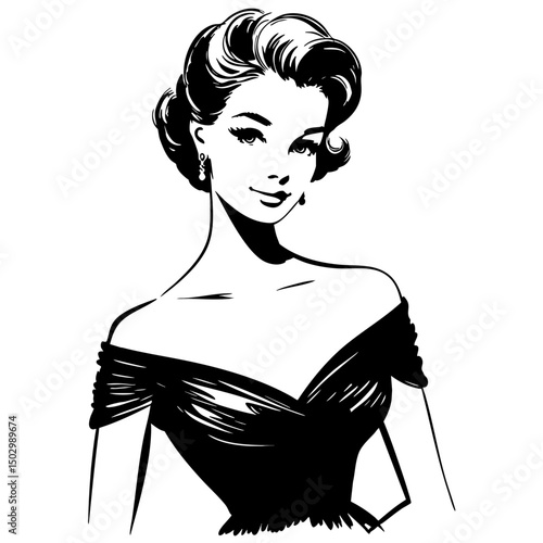 素敵なドレスを着たレトロ風の女性