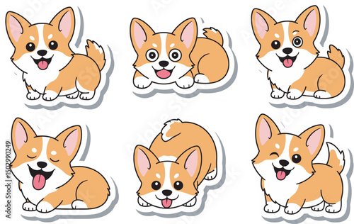 sticker pack of cute and funny corgis