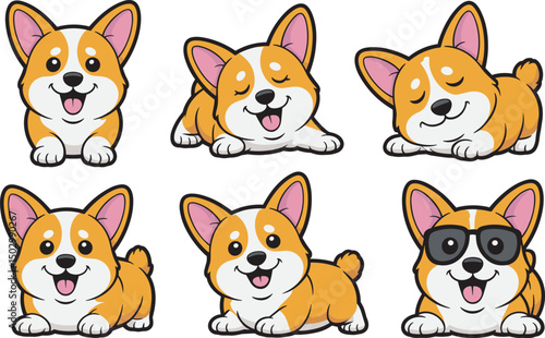 sticker pack of cute and funny corgis