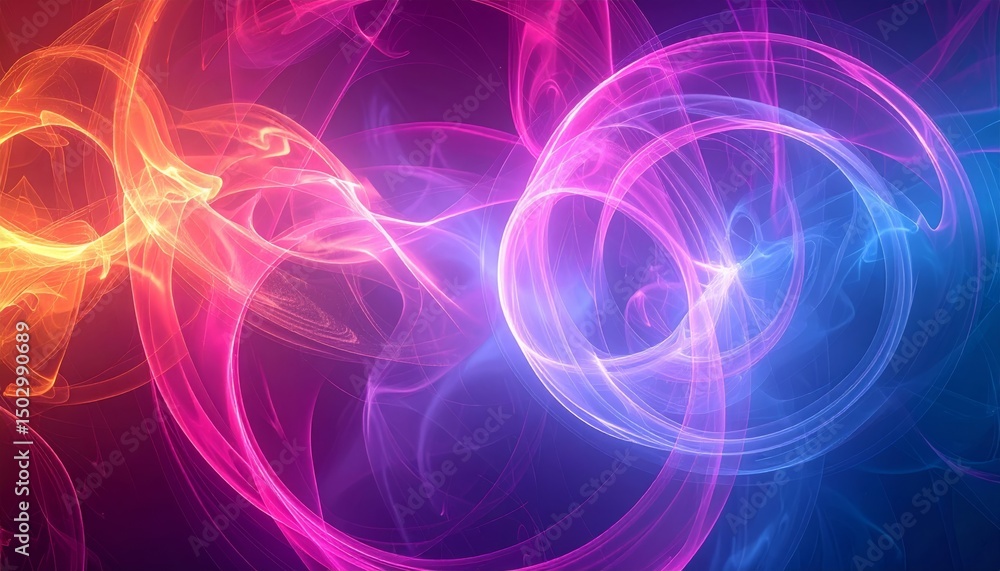 Obraz premium Transparent waves and lines abstract desktop wallpaper, bright meditative and colorful background