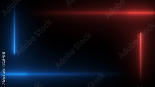 Glowing Neon light rectangle frame loading icon background in retro Square rectangle picture frame with two tone neon color motion graphic on isolated black background.	
