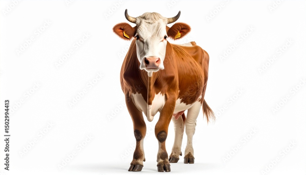 Realistic Cow Standing Isolated on White Background – Perfect for Farming and Livestock Concepts Realistic Cow Standing Isolated on White Background – Perfect for Farming and Livestock Concepts