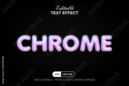 Chrome Text Effect Holographic Style. Editable Text Effect.
