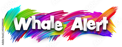 Whale Alert text with dynamic color strokes. Vector illustration signaling major crypto transactions and whale wallet activity.