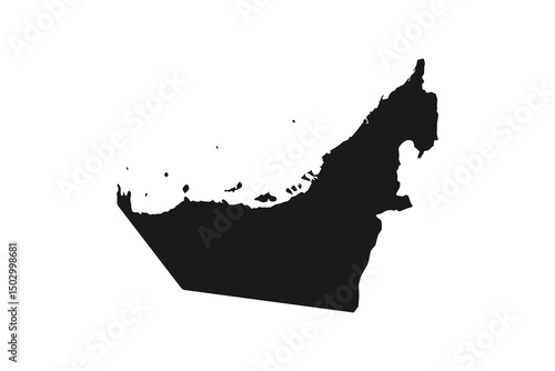 United Arab Emirates blank outline map. United Arab Emirates map in black and white. Vector
