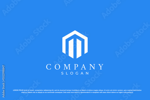 letter m minimal building business logo