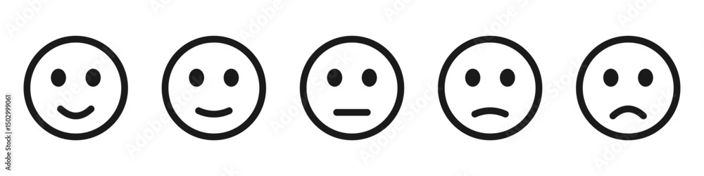 Fototapeta premium Emoticons icon set. Happy and sad emoji. Emoticons with different moods. Smile sign. Vector