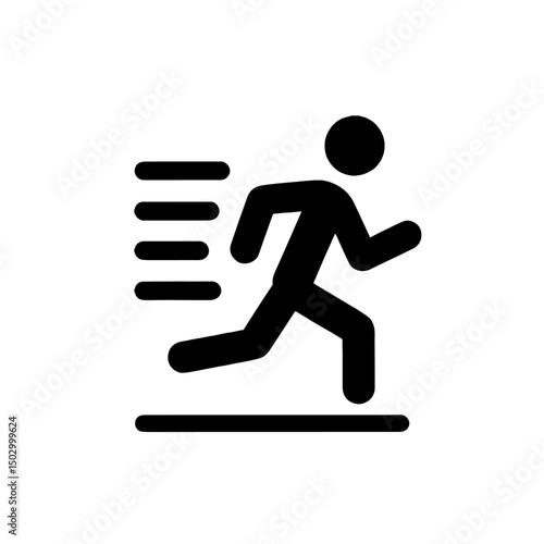 running person icon, jogging, flat outline vector, transparent background